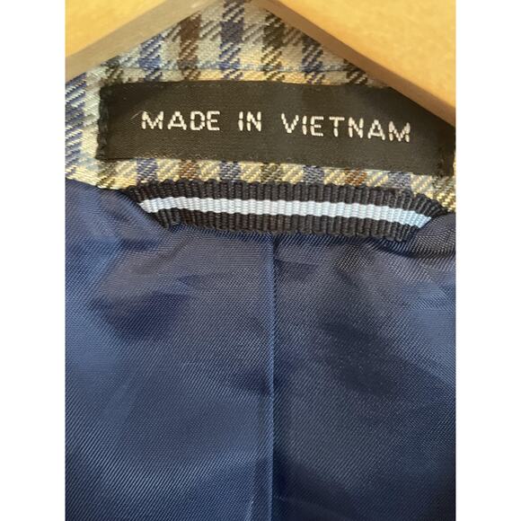 Tommy Hilfiger Blazer Mens 42 Large Houndstooth Linen Sport Coat Jacket Derby - Picture 8 of 10